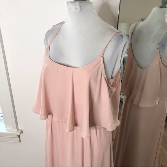 Show Me Your MuMu Caitlin Ruffle Maxi Dress Pink Size Small Prom Bridesmaid - Picture 5 of 11